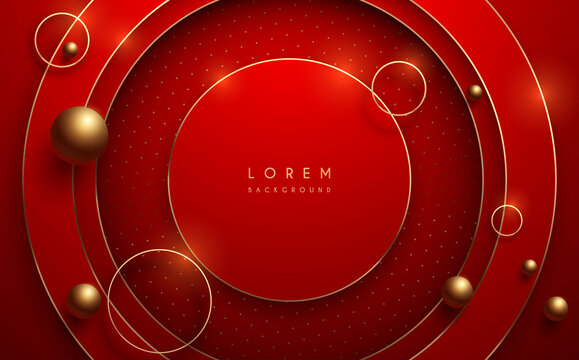 Abstract Circle Red And Gold Shapes Background
