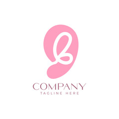 Butterfly letter b logo design. Initial b beauty concept rounded flat shape style. Nature icon for farm, company, beauty, flourish. Vector illustration