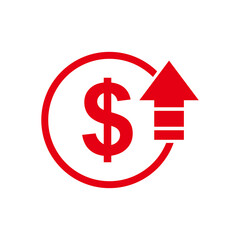 Cost symbol increase icon vector