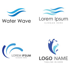 Water wave logo and Sea wave logo or beach water wave, with vector design concept of symbol illustration template.