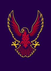 Sport Logo Style of Red Hawk Bird