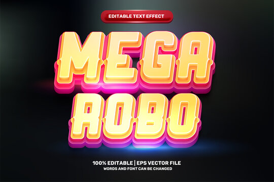 Mega Robo cartoon movie cinematic 3d editable text effect
