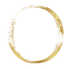Golden glitter capital letter O with dispersion effect isolated illustration