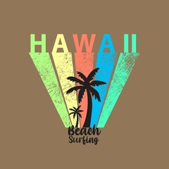hawaii beach Premium Vector illustration of a text graphic. suitable screen printing and DTF for the design boy outfit of t-shirts print, shirts, hoodies baba suit, kids cottons, etc.