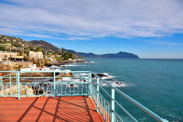 Naklejka premium the suggestive seaside promenade of the Ligurian village of nervi Genoa Italy