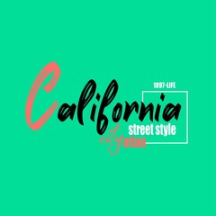 california Premium Vector illustration of a text graphic. suitable screen printing and DTF for the design boy outfit of t-shirts print, shirts, hoodiesand baba suit, kids cottons, etc.