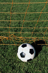 Soccer ball in nets