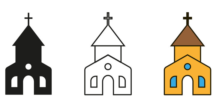 Church icons isolated on a white background. Flat style - vector. eps10