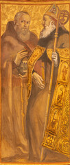 BARCELONA, SPAIN - MARCH 3, 2020: The painting of St. Bernard and Peter Damian in the church Santuario Nuestra Senora del Sagrado Corazon by Francesc Labarta (1960).