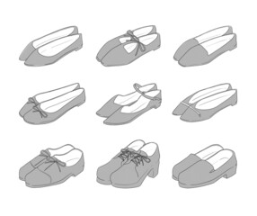 グレーのパンプスのイラストセット