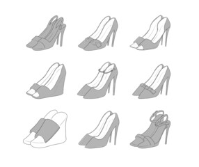 グレーのハイヒールのイラストセット