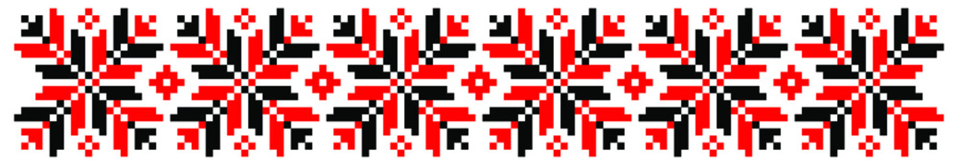 vector seamless pixel ethnic national slavic pattern isolated on white background. traditional ornament of Ukrainian and Belarusian embroidery - vyshyvanka.useful for print, wallpaper, textile, fabric