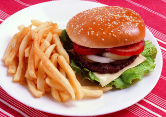 fast food burger and fries