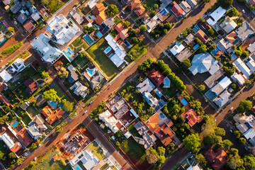 Fototapeta na wymiar Aerial view of Ijuí neighbourhood at the countryside of Brazil.