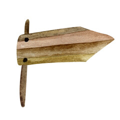 Watercolor wooden beach rustic signs directions. Signbanner illustration