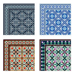 Four tiles patterns with borders.