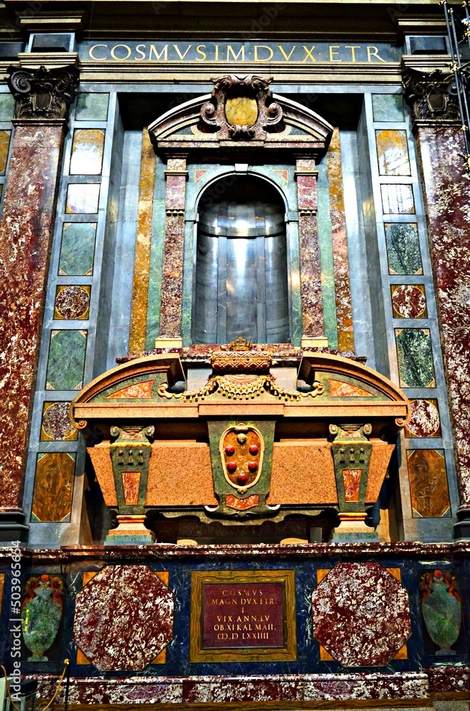 Wall mural interior of the Chapel of the Princes in the Medici Chapels in Florence in Italy