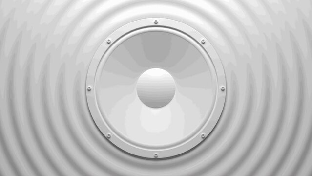 white sound speaker with dynamic bass waves animation with alpha mask - 3D Rendering