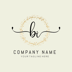 initial BI handwriting logo design vector template illustration. abstract handwriting letter BI logo lesign.