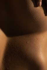 Obraz premium Close up part of woman's body. Detailed texture of human skin. Beauty, art, skincare, bodycare, healthcare, hygiene and medicine concept.