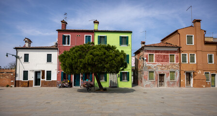  brightly painted houses, Burano, Venice, Italy