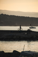 fishing boat at sunset