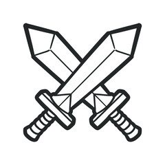 Cossed Swords Illustration Clip Art Design Shape. Knight Silhouette Icon Vector.