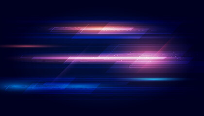 Modern abstract high-speed light effect. Technology futuristic dynamic motion on blue background. Movement pattern for banner or poster design background concept.