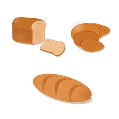 Bread, bakery products icon set. Isolated icons