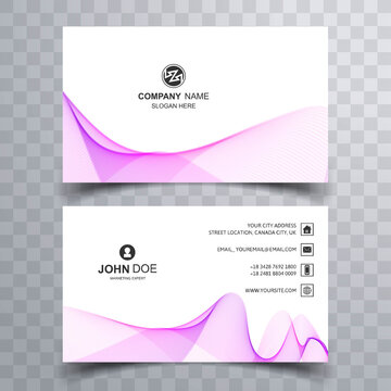 Modern Business Card Template With Purple Wave Background