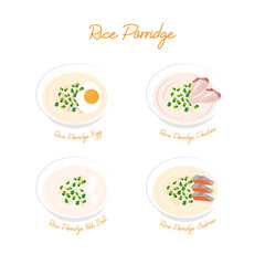 Fototapeta na wymiar Set Logo Topping on the Rice Porridge Thailand food