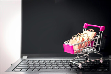 pink trolley the sign of online business 