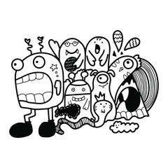 Doodle art cartoon hand drawn Holiday poster template. Very detailed With lots of objects illustration. Funny vector artwork. Corporate identity design.