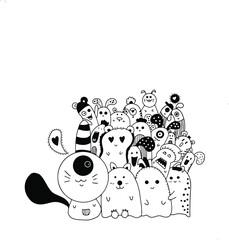 Doodle art cartoon hand drawn Holiday poster template. Very detailed With lots of objects illustration. Funny vector artwork. Corporate identity design.