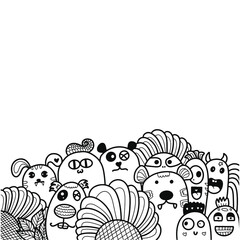 Doodle art cartoon hand drawn Holiday poster template. Very detailed With lots of objects illustration. Funny vector artwork. Corporate identity design.