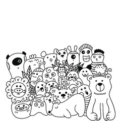 Doodle art cartoon hand drawn Holiday poster template. Very detailed With lots of objects illustration. Funny vector artwork. Corporate identity design.