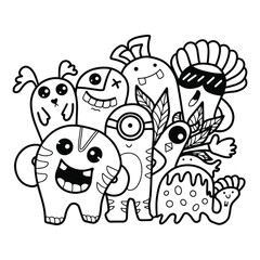 Doodle art cartoon hand drawn Holiday poster template. Very detailed With lots of objects illustration. Funny vector artwork. Corporate identity design.