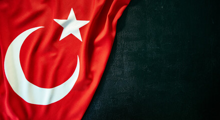 turkish flag on black stone background
