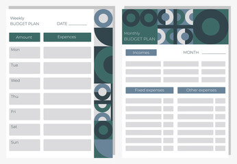 Simple business organizer, budget planner, weekly and daily. Paper sheet. Daily organizer. Notes paper. Page Template for agenda, schedule, planners, checklists, notepads.