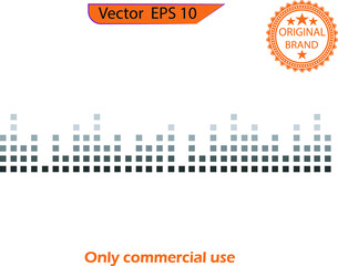 Obraz premium Modern sound wave background. Vector illustration. Poster of the sound wave from equalizer. Vector illustration on light background. Sound wave composed by square dots on transparent background