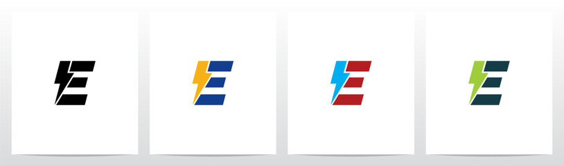 Lightning Thunder Letter Logo Design E