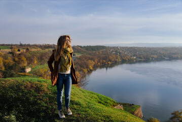 Woman Enjoying Travel to Novi Sad Serbia