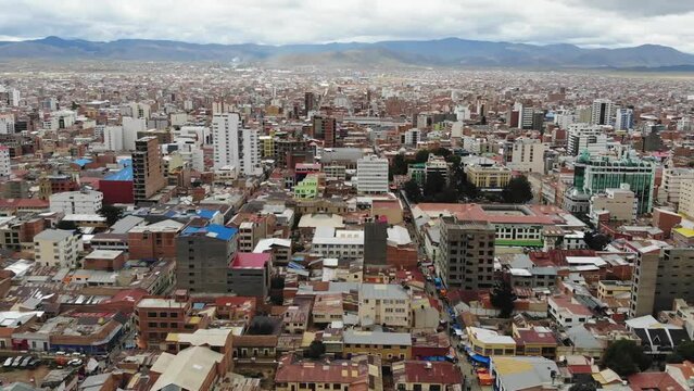 Large City In Latin America Panoramic Aerial View (Oruro, Bolivia)
