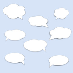 Template for messages frames with shadow in comic cloud style in vector