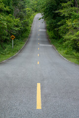 The road in to the forest, Views of country roads and trees Suitable for car travel In Thailand..