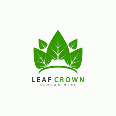 Green Crown Leaf Logo Icon Design Template