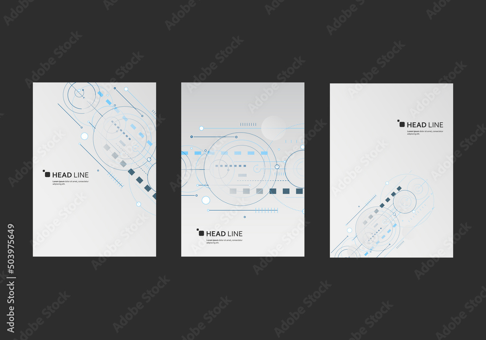 Poster Abstract background with overlapping circles and lines and dots. Dynamic motion design. Modern simple structure. Technology and connection concept
