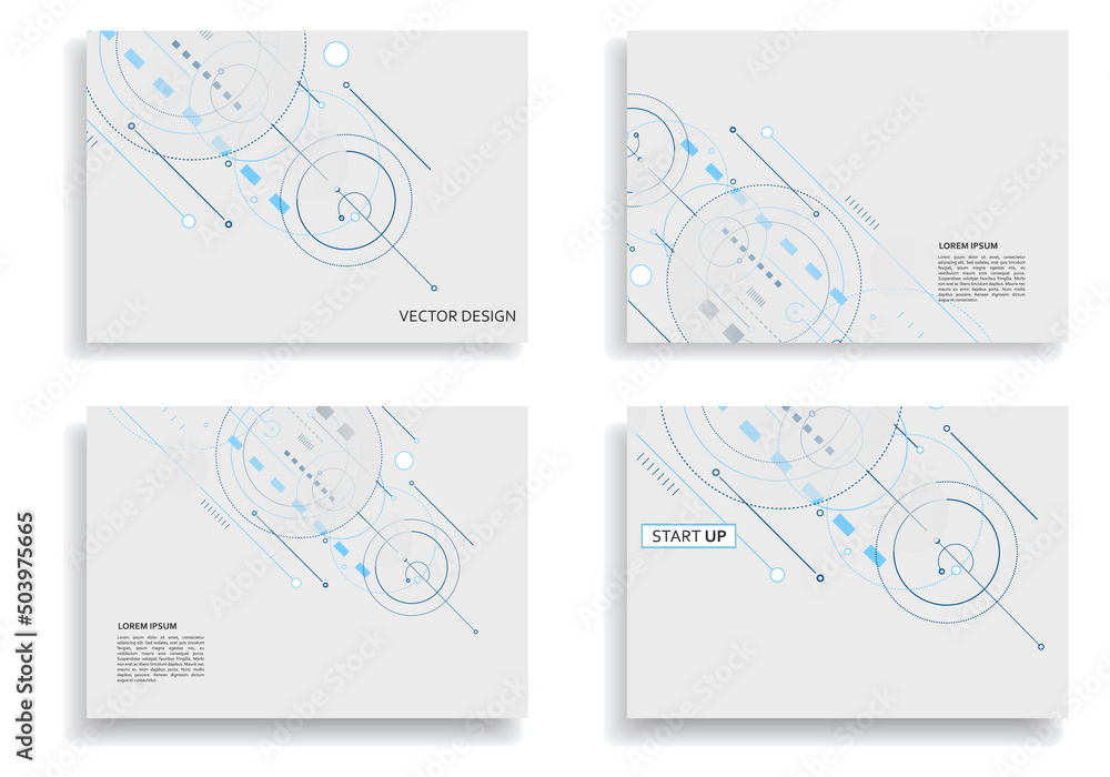 Aufkleber Arrow communication dynamic interface. Circles and lines and squares digital technology background. Digital template connection. Vector concept structure elements