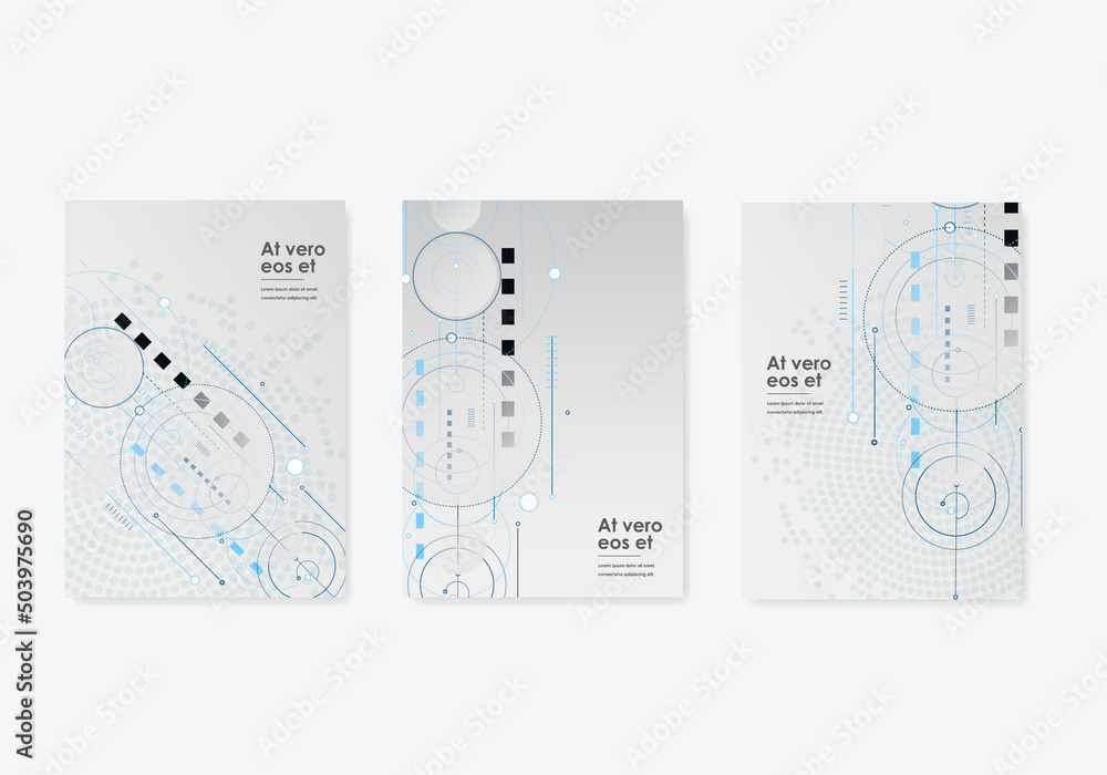 Aufkleber Tech dynamic futuristic concept. Circles and lines and squares digital technology background. Vector concept structure elements