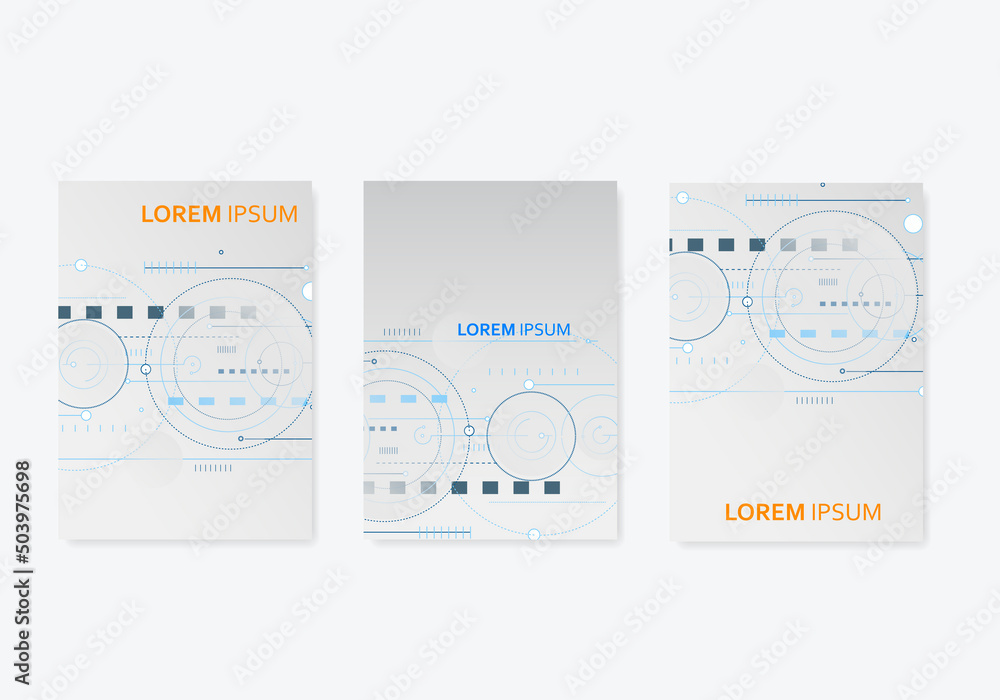 Poster Tech dynamic futuristic concept. Circles and lines and squares digital technology background. Vector concept structure elements